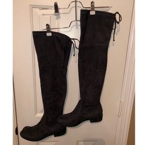 Charcoal Grey Velvet Boots